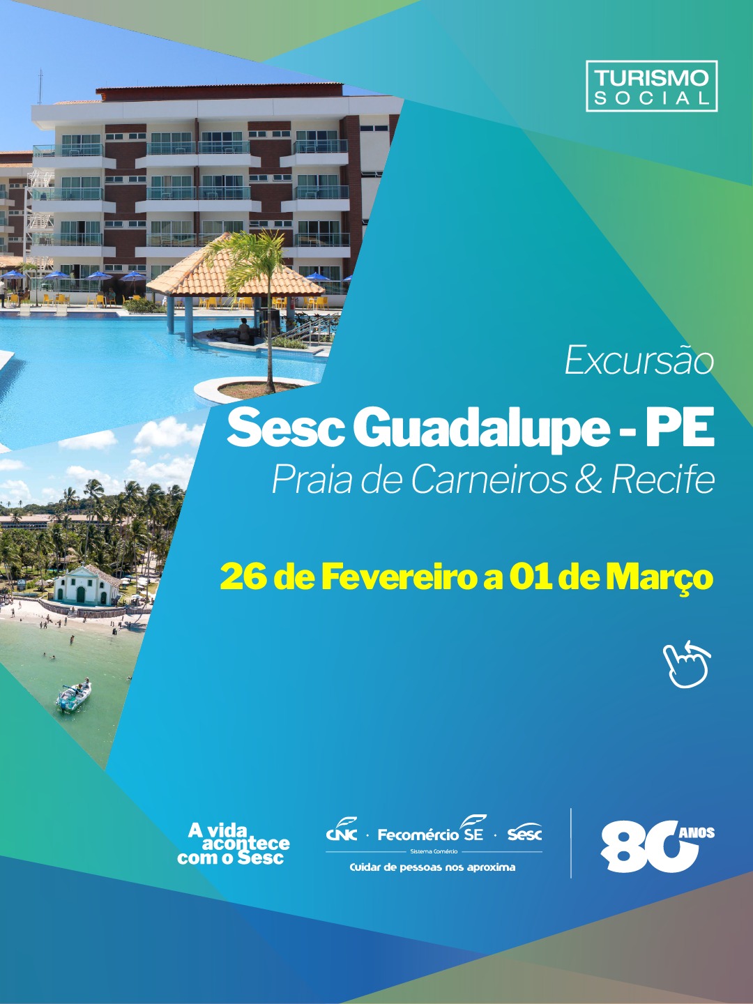 Excursão: Sesc Guadalupe, Praia dos Carneiros e Recife
